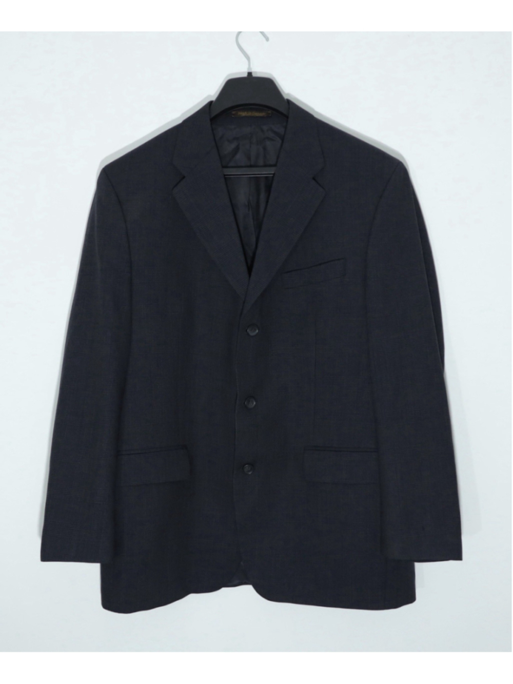 Vtg Chaps Ralph Lauren Blazer Mens 42R Charcoal GrayGlen Plaid Wool Canada 3-Btn